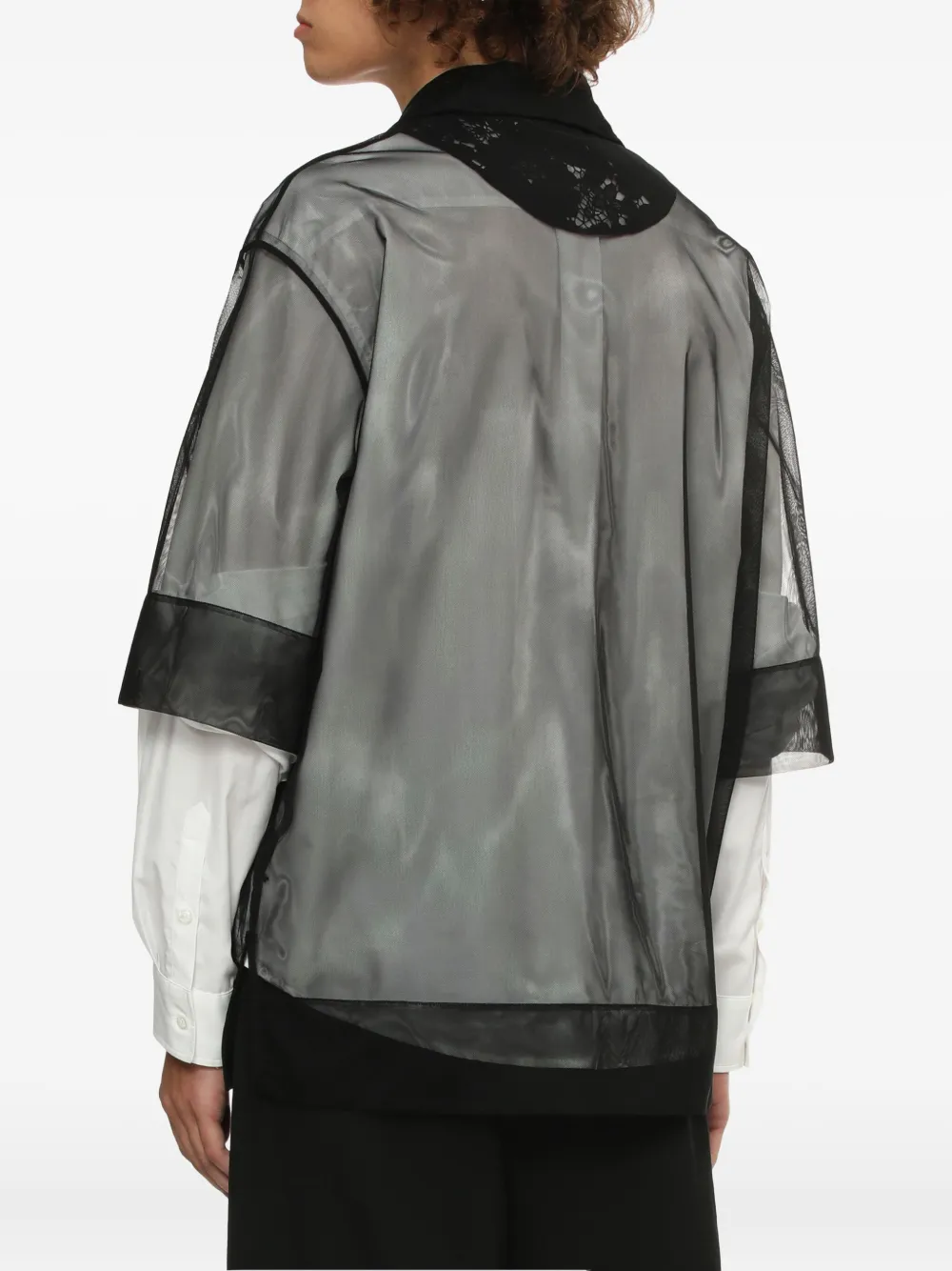 Simone Rocha Mesh overhemd met kanten vlak Zwart