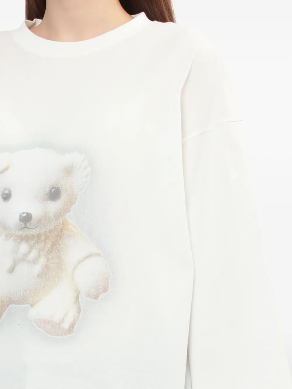 We11 Done Teddy-print Long-sleeve Top In White