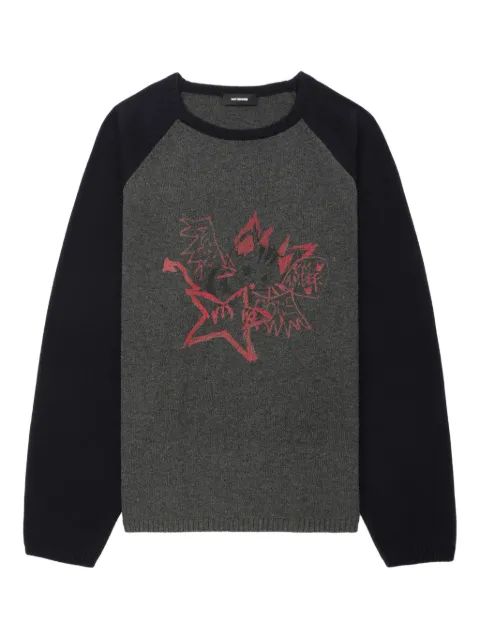 We11done raglan-sleeve graphic-print sweater