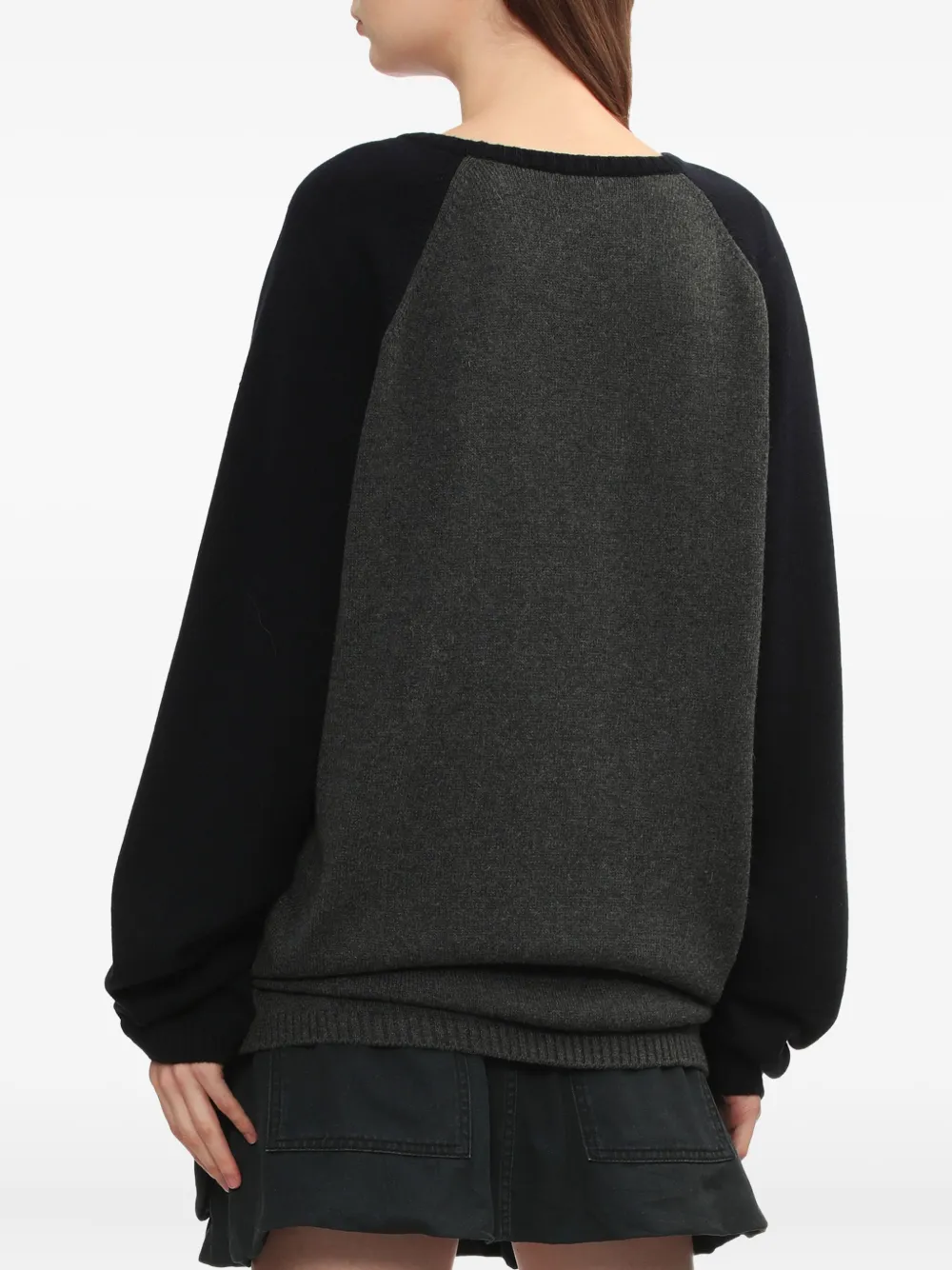 We11 Done Raglan-sleeve Graphic-print Sweater In Black