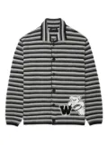 We11done striped teddy-applique cardigan - Black