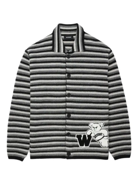 We11done striped teddy-applique cardigan