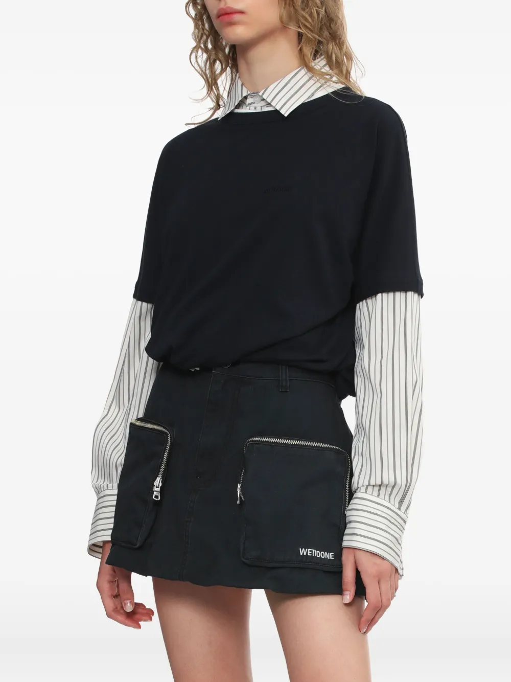 We11 Done Navy Layered Twist Top In Blue
