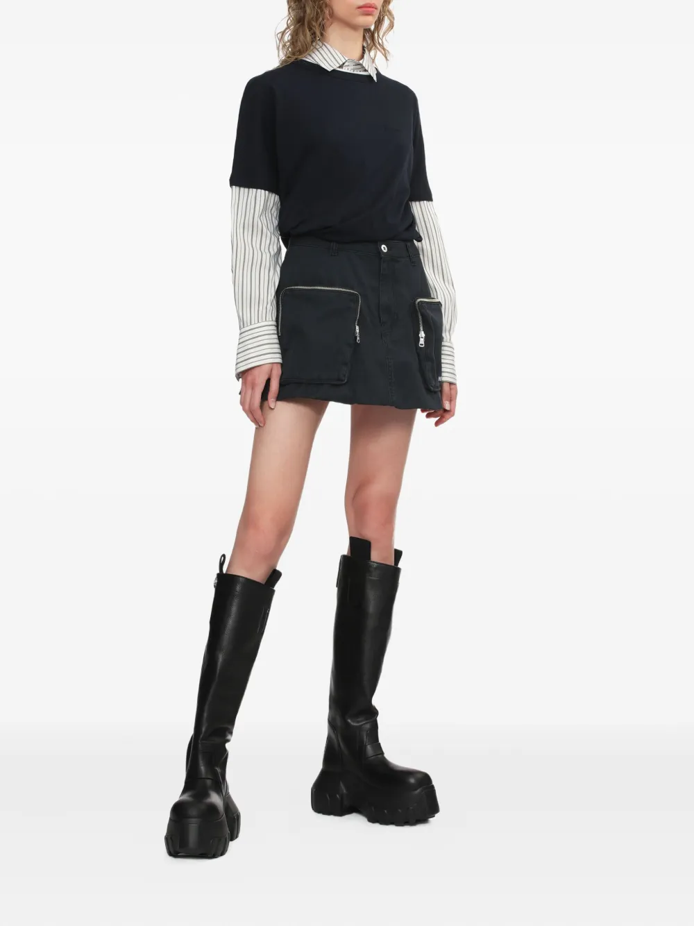 We11done layered cotton top - Blauw