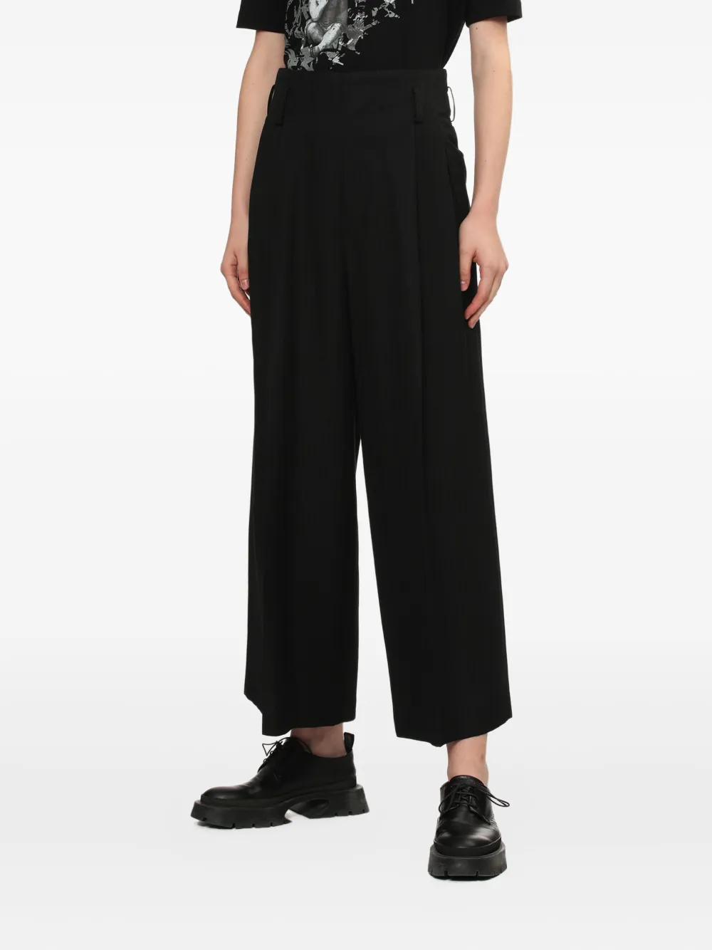 Y's High-waist Straight-leg Trousers In Black