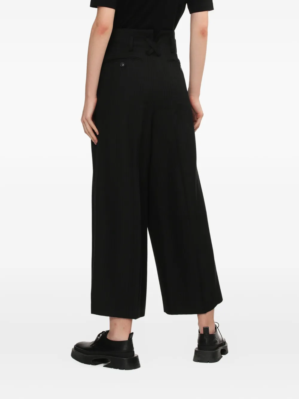 Y's High-waist Straight-leg Trousers In Black