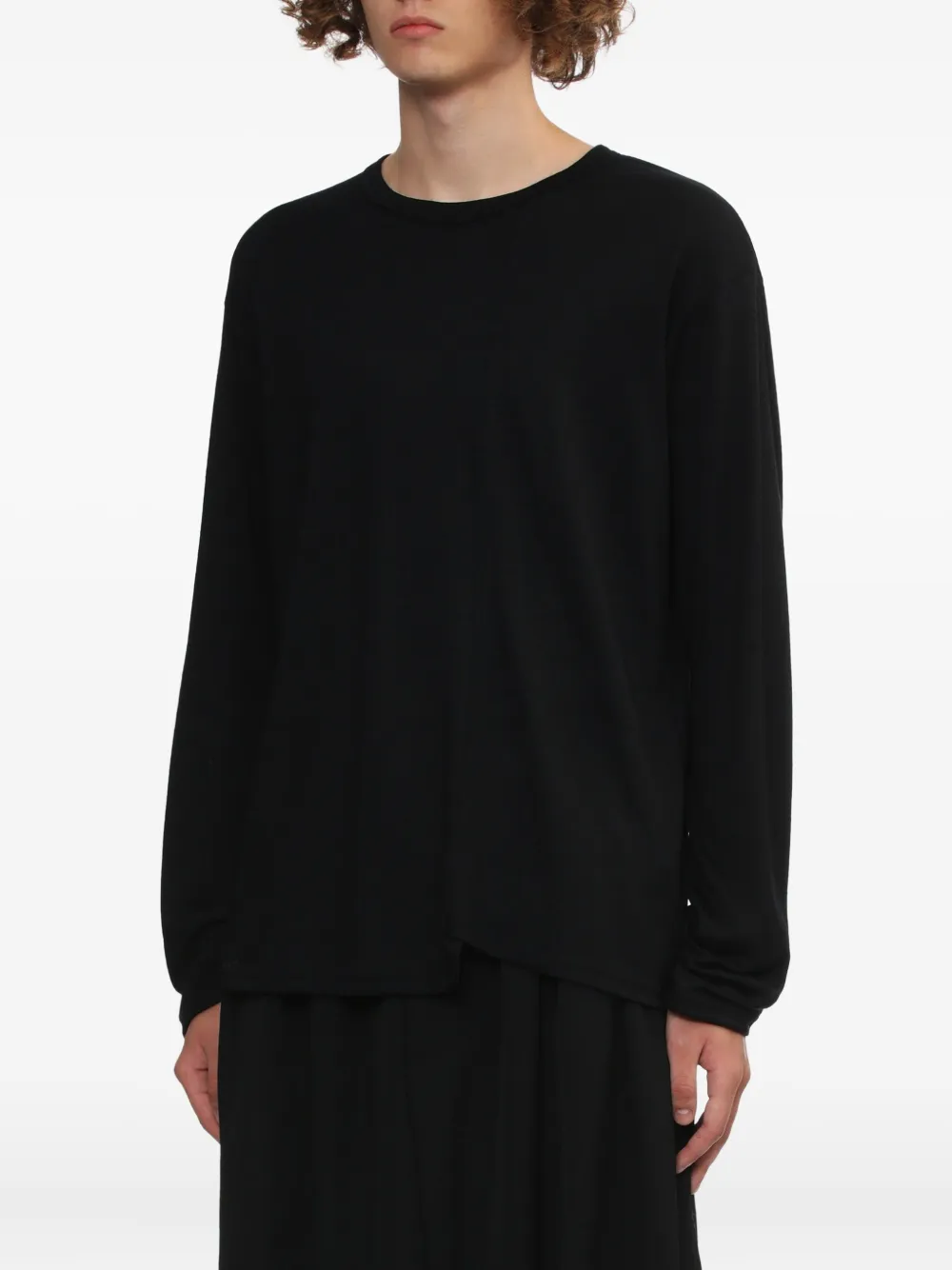 Yohji Yamamoto Long-sleeve Wool T-shirt In Black