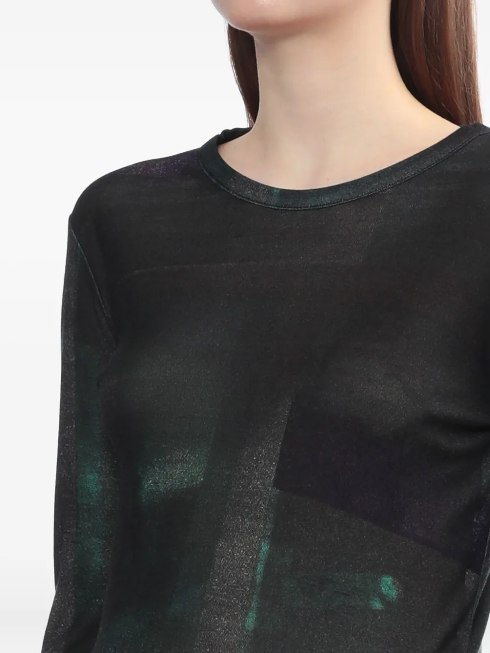 Y's Printed Long-sleeve T-shirt In Green
