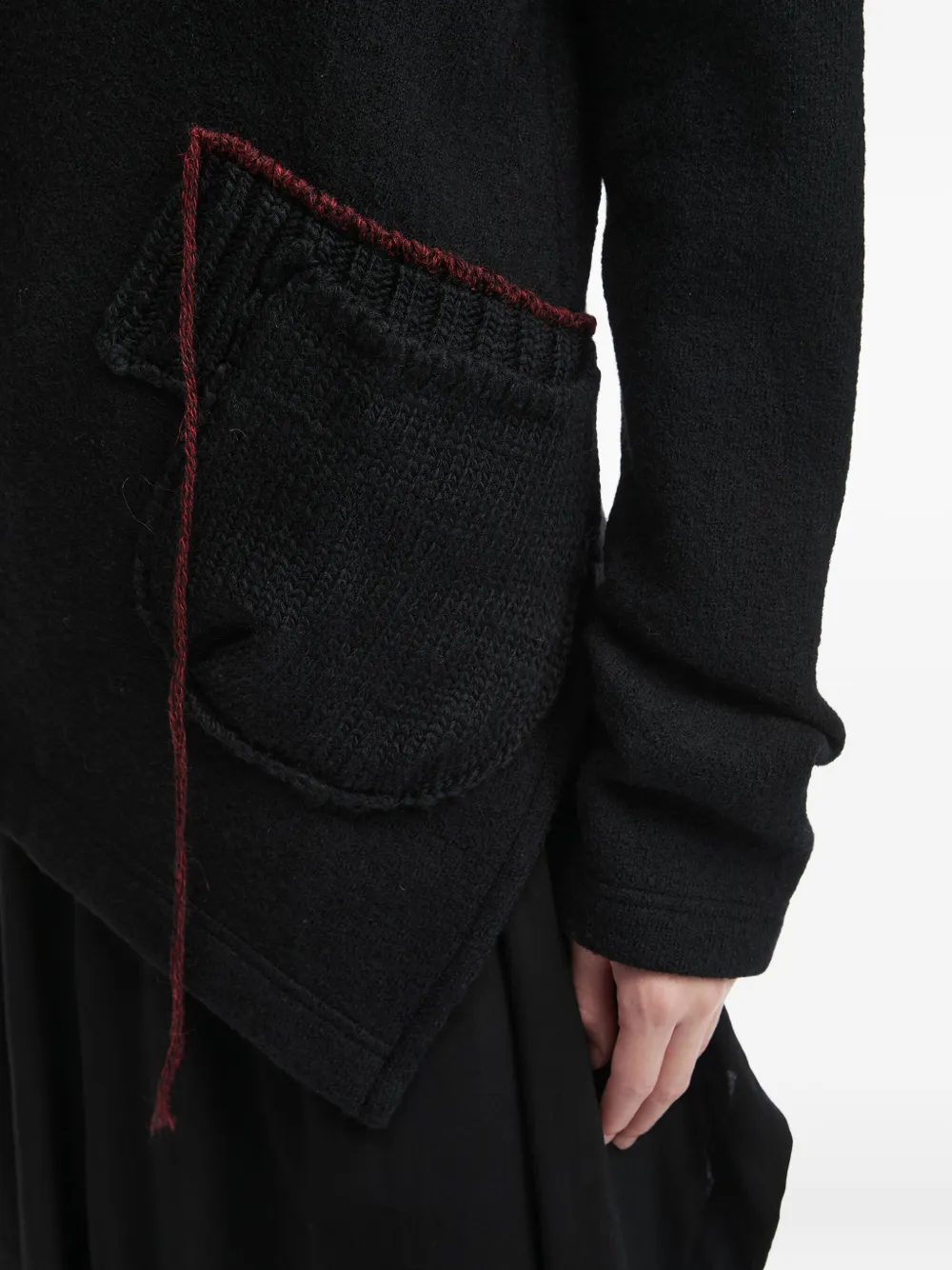 Y's Wollen trui met asymmetrische zak Zwart