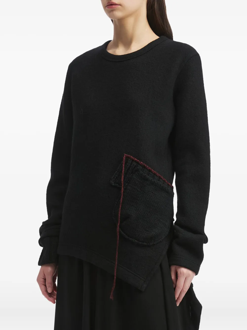 Y's Wollen trui met asymmetrische zak Zwart