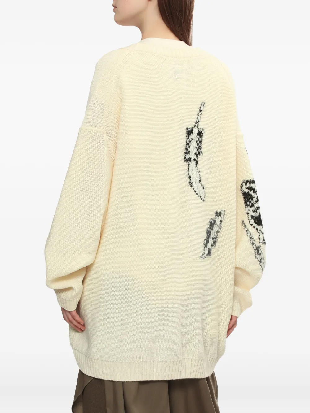 Y's Graphic-motifs Cardigan In Neutral