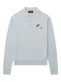 We11done bear-embroidered polo-neck sweater - Grey