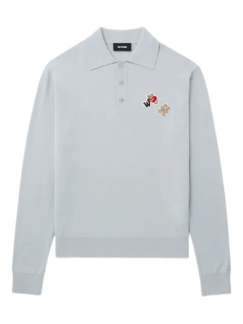 We11done bear-embroidered polo-neck sweater