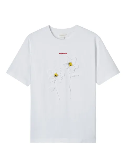 SHUSHU/TONG flower-appliqué cotton T-shirt