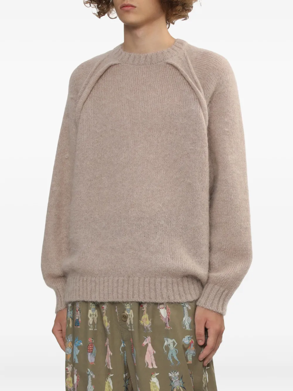 Undercover Raglan-sleeve Mohair Sweater In Neutral