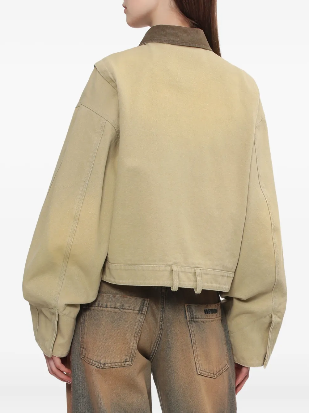 We11 Done Cord-collar Cotton Jacket In Green