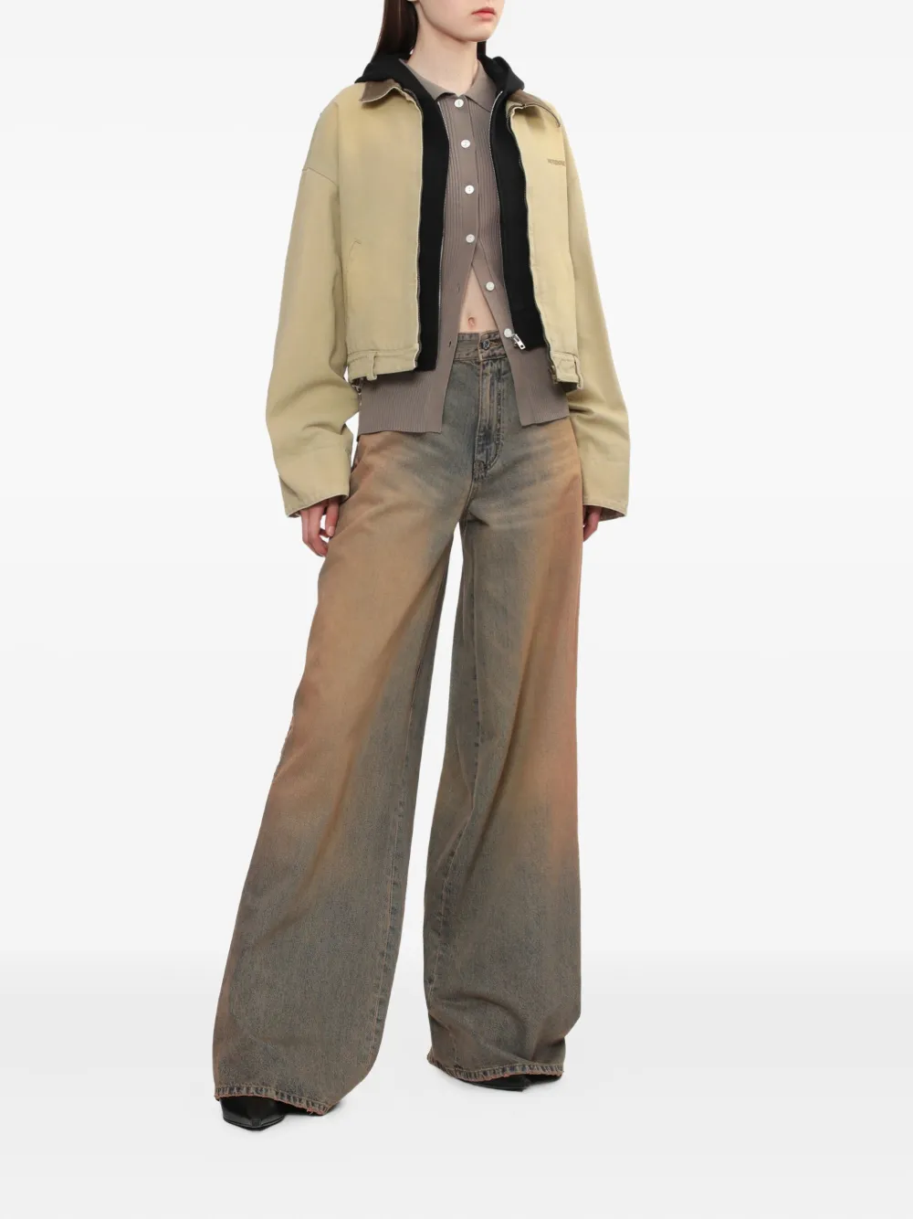 We11 Done Cord-collar Cotton Jacket In Green