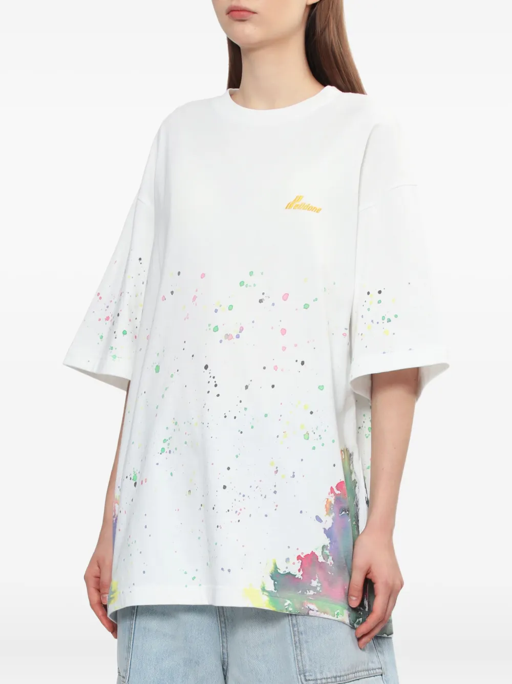 We11done T-shirt met verfspatten Wit
