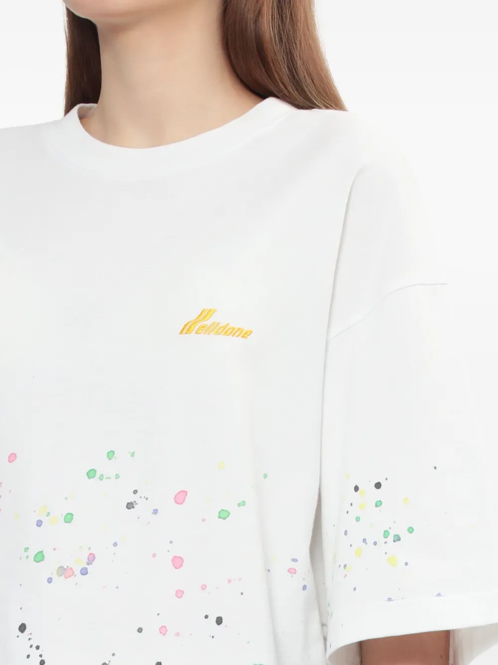 We11done T-shirt met verfspatten Wit