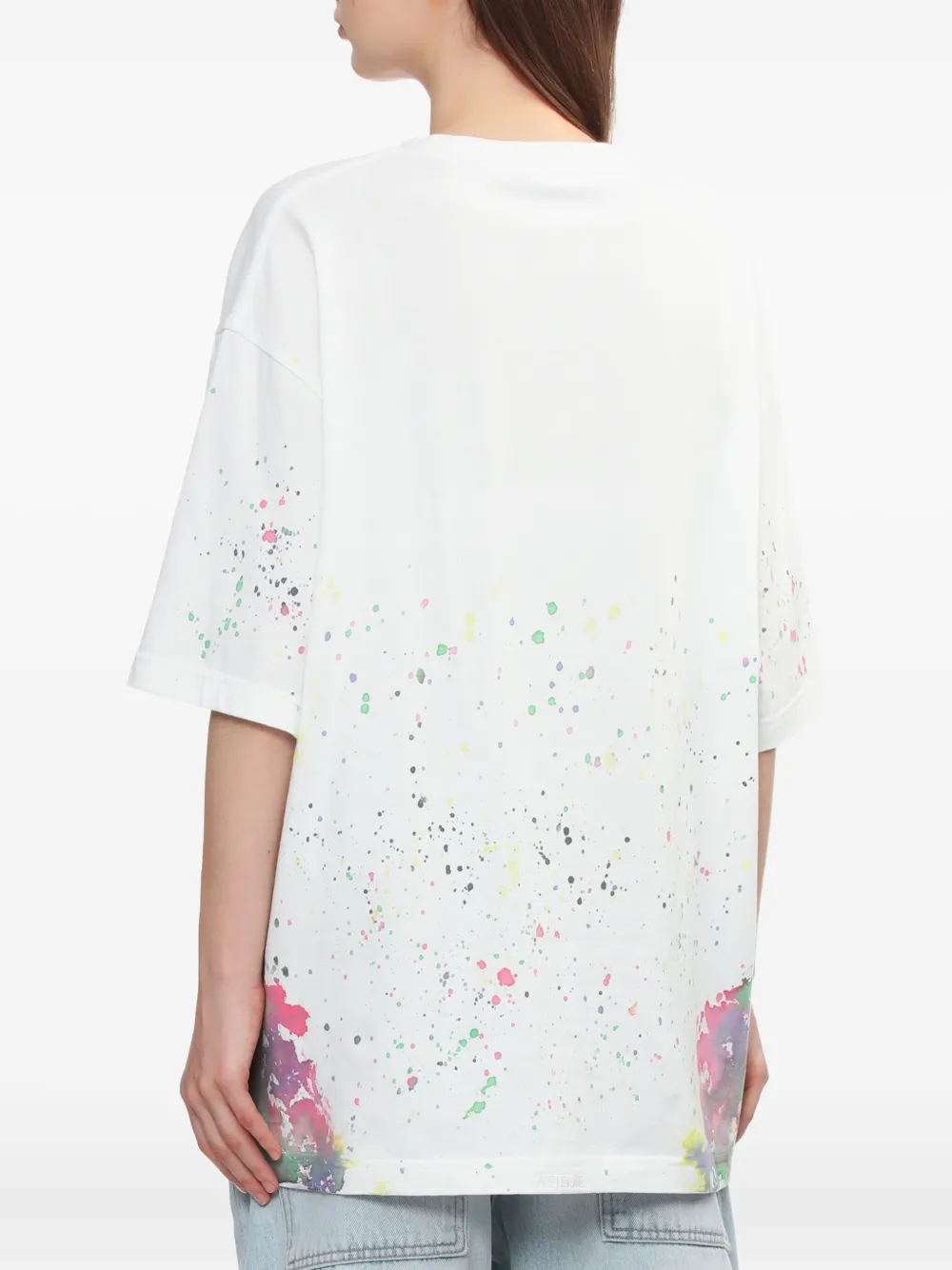 We11done T-shirt met verfspatten Wit
