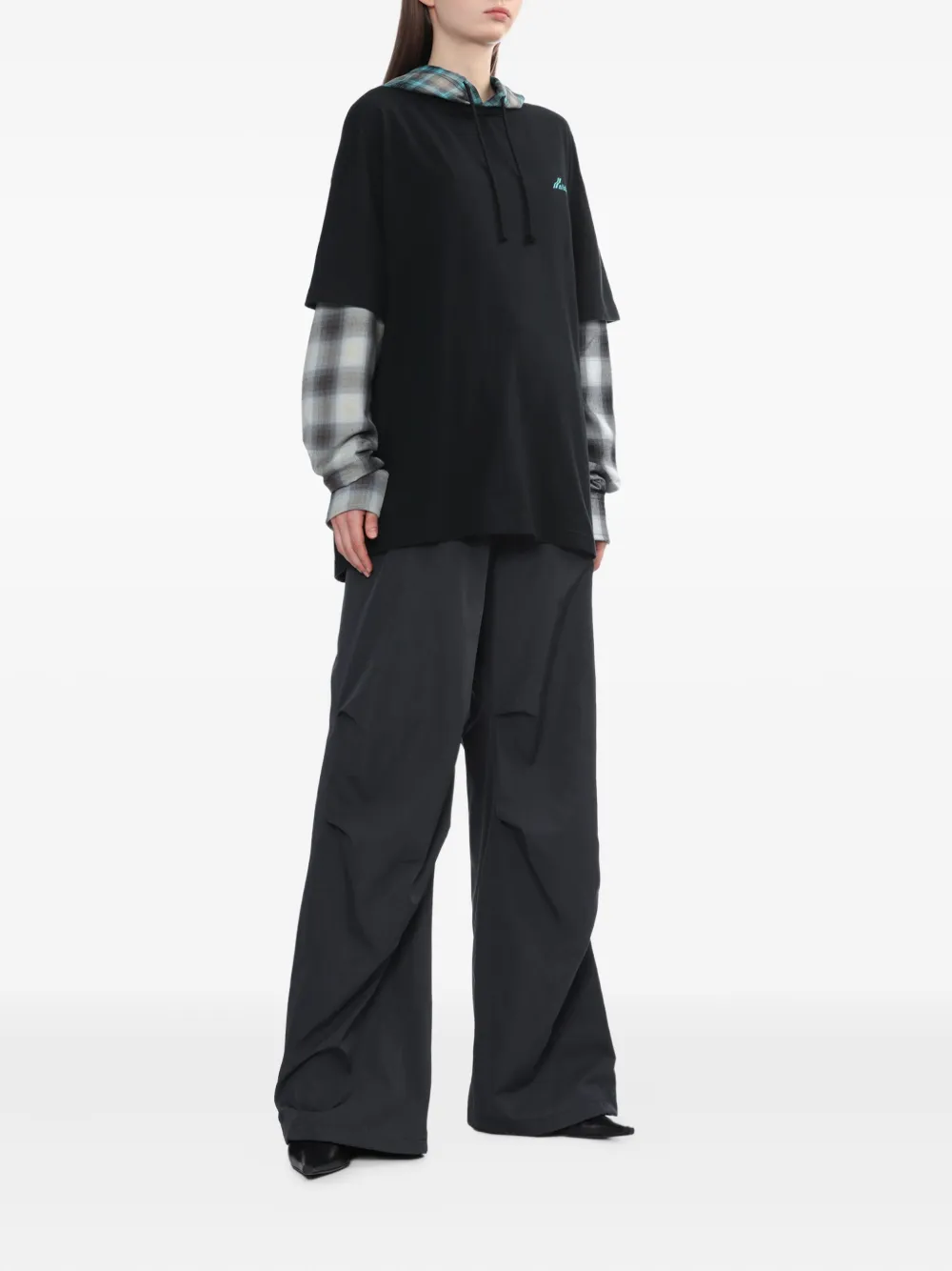 We11done plaid-paneled hooded top | Hoodies | Image 2