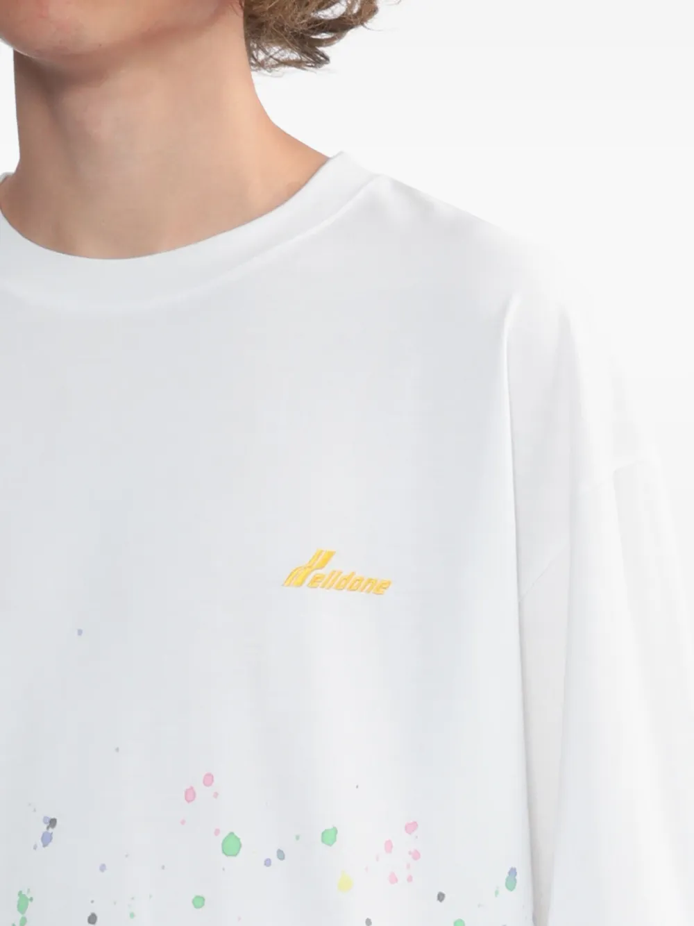 We11 Done Paint-splatter Long-sleeve T-shirt In White