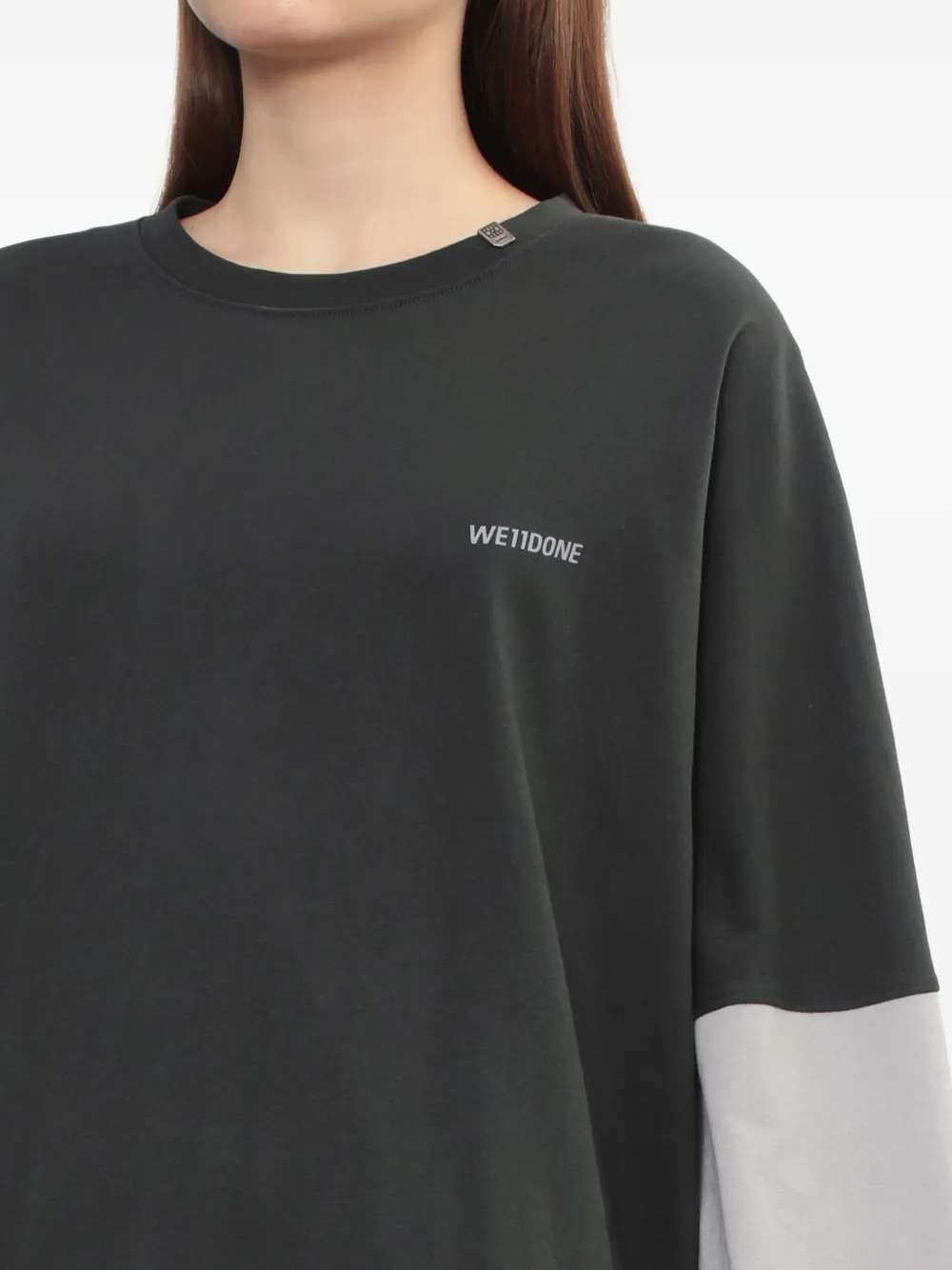 We11 Done Two-tone Long-sleeve Top In Blue