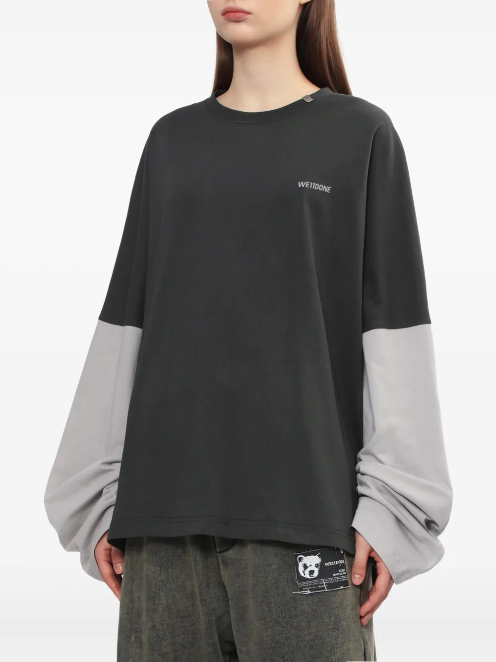We11 Done Two-tone Long-sleeve Top In Blue