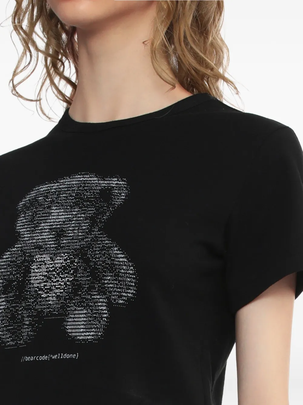 We11 Done Womens Bear-print Short-sleeves Cotton-jersey T-shirt Black In Black