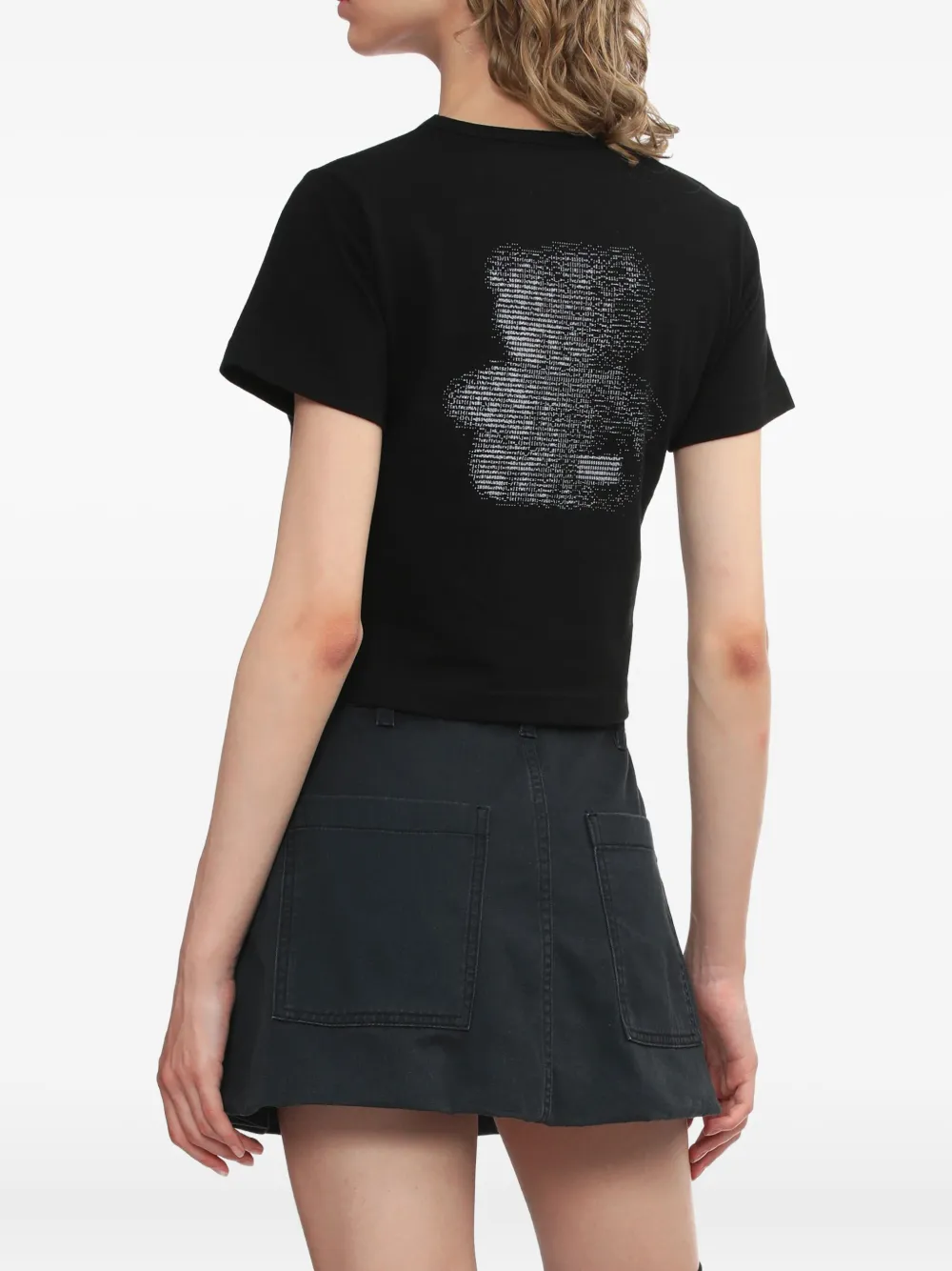 We11 Done Womens Bear-print Short-sleeves Cotton-jersey T-shirt Black In Black
