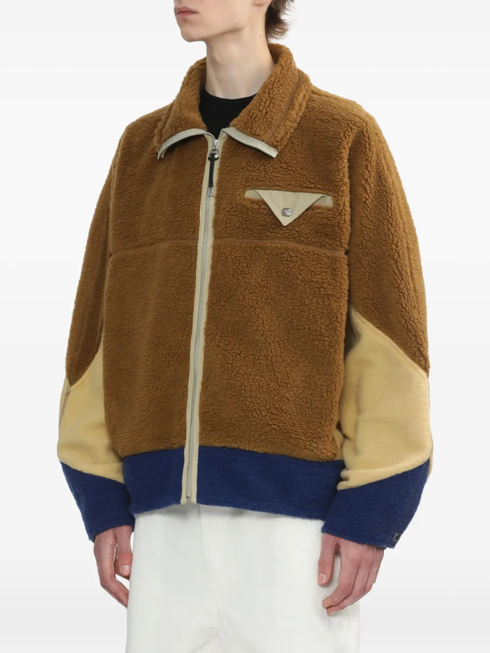 Toga Fleece-panelled Jacket In Brown