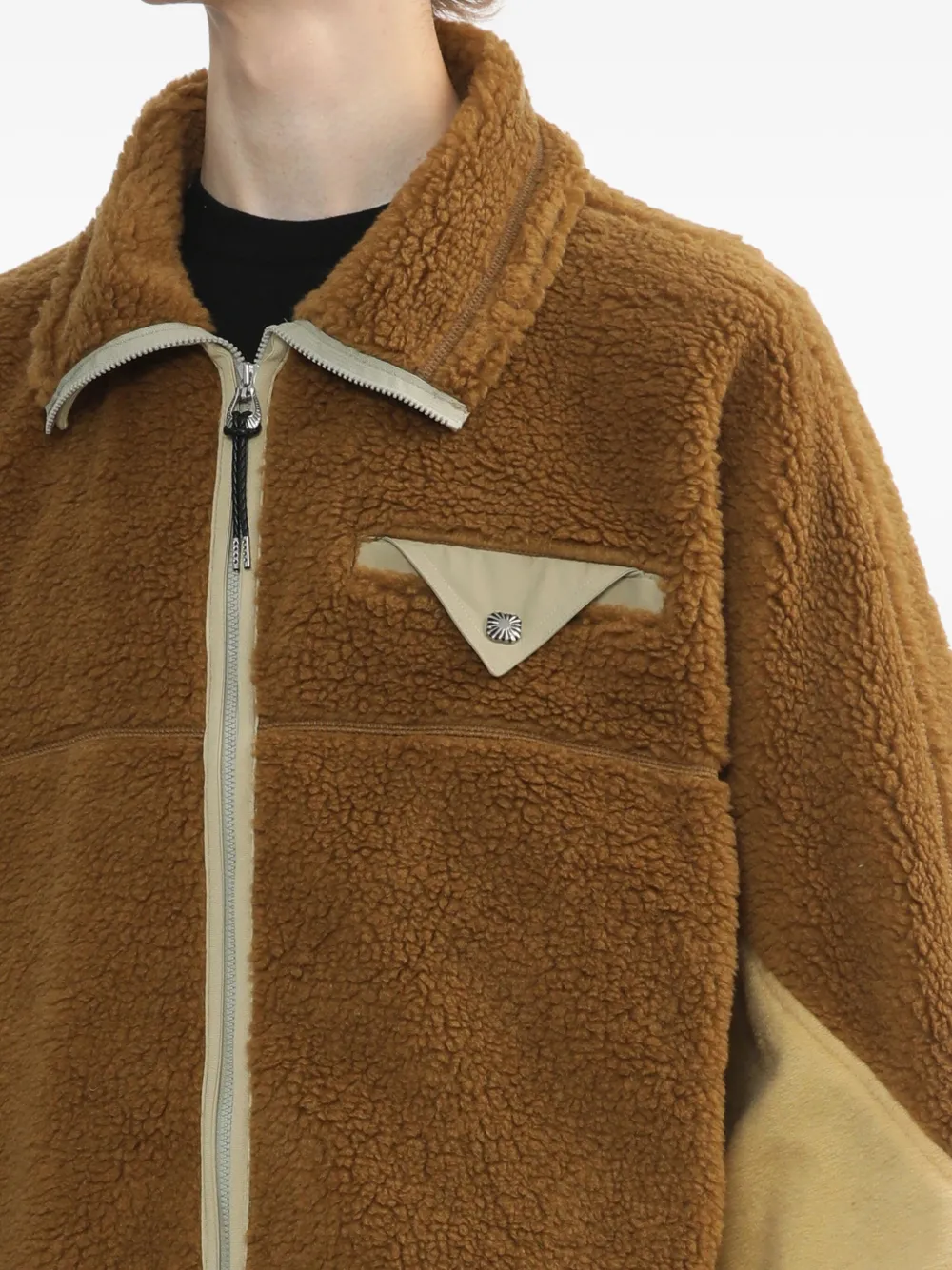 Toga Fleece-panelled Jacket In Brown