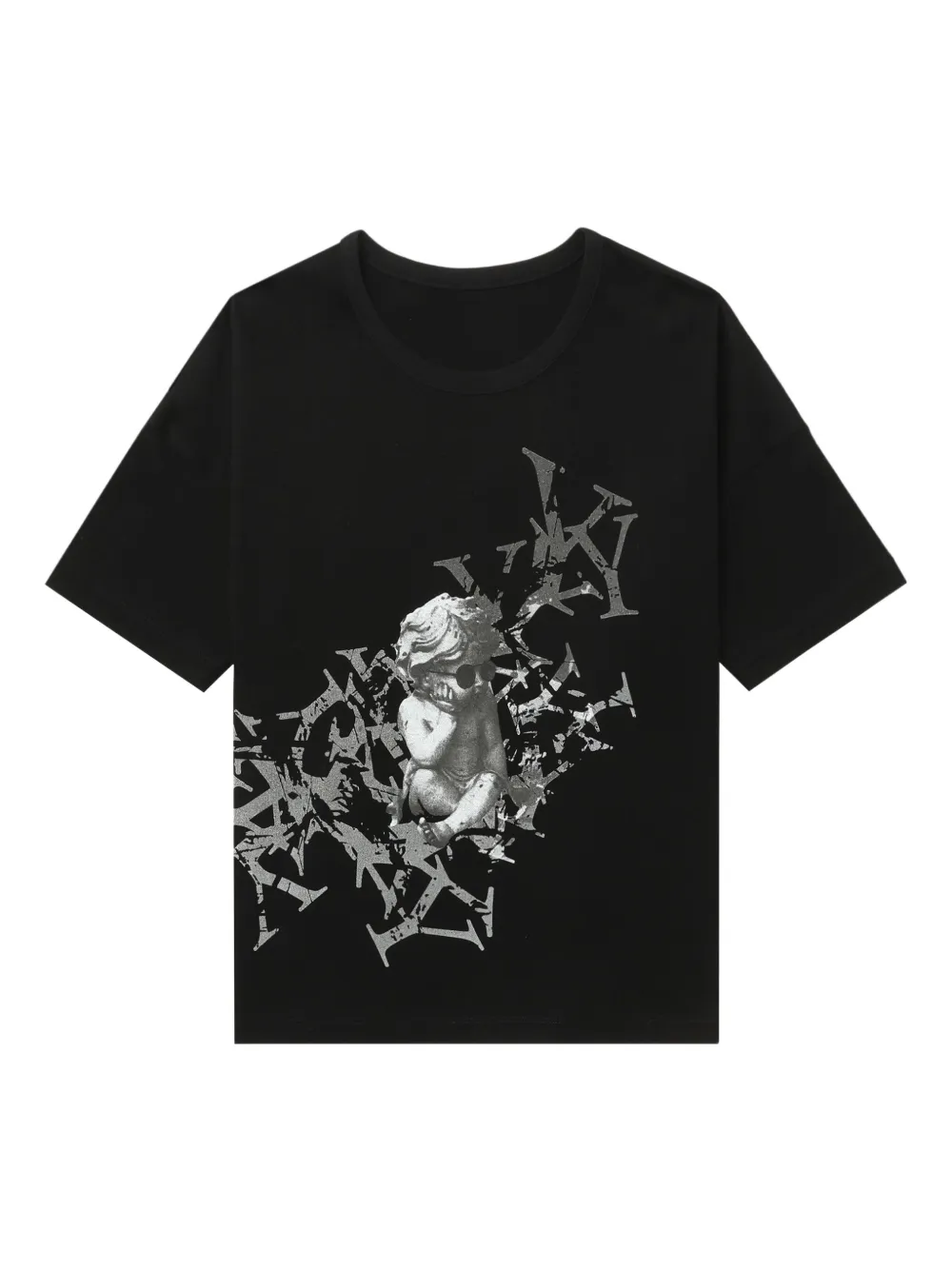 Y's Cherub -print Cotton T-shirt In Black