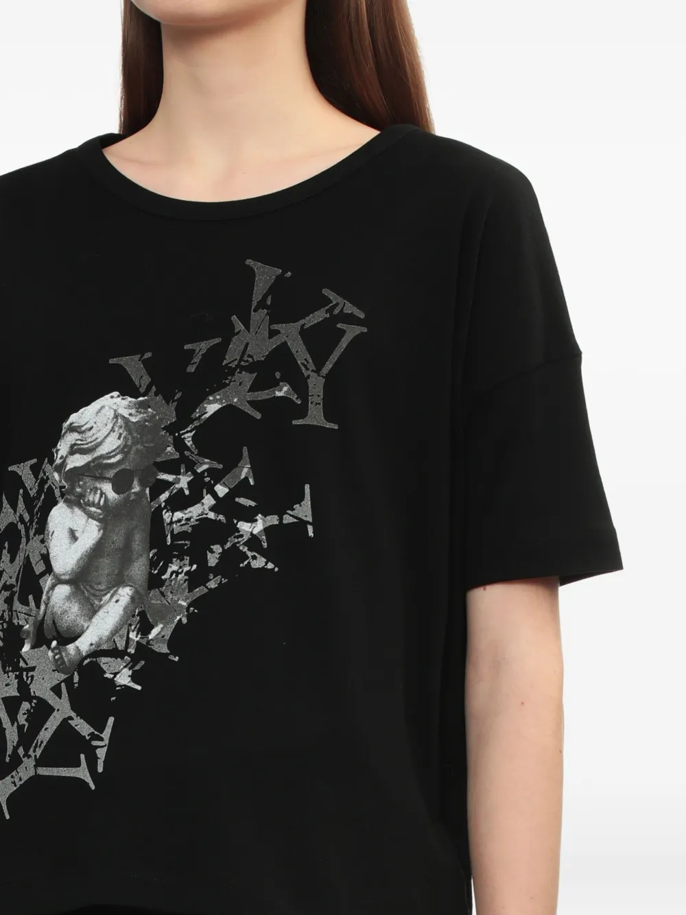 Y's Cherub -print Cotton T-shirt In Black