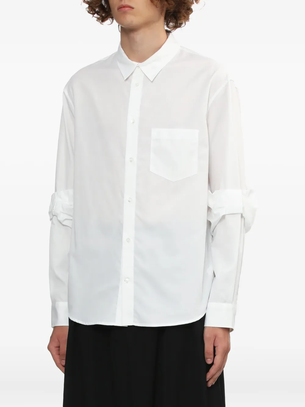  Simone Rocha Gathered-cuff Cotton Shirt - White 