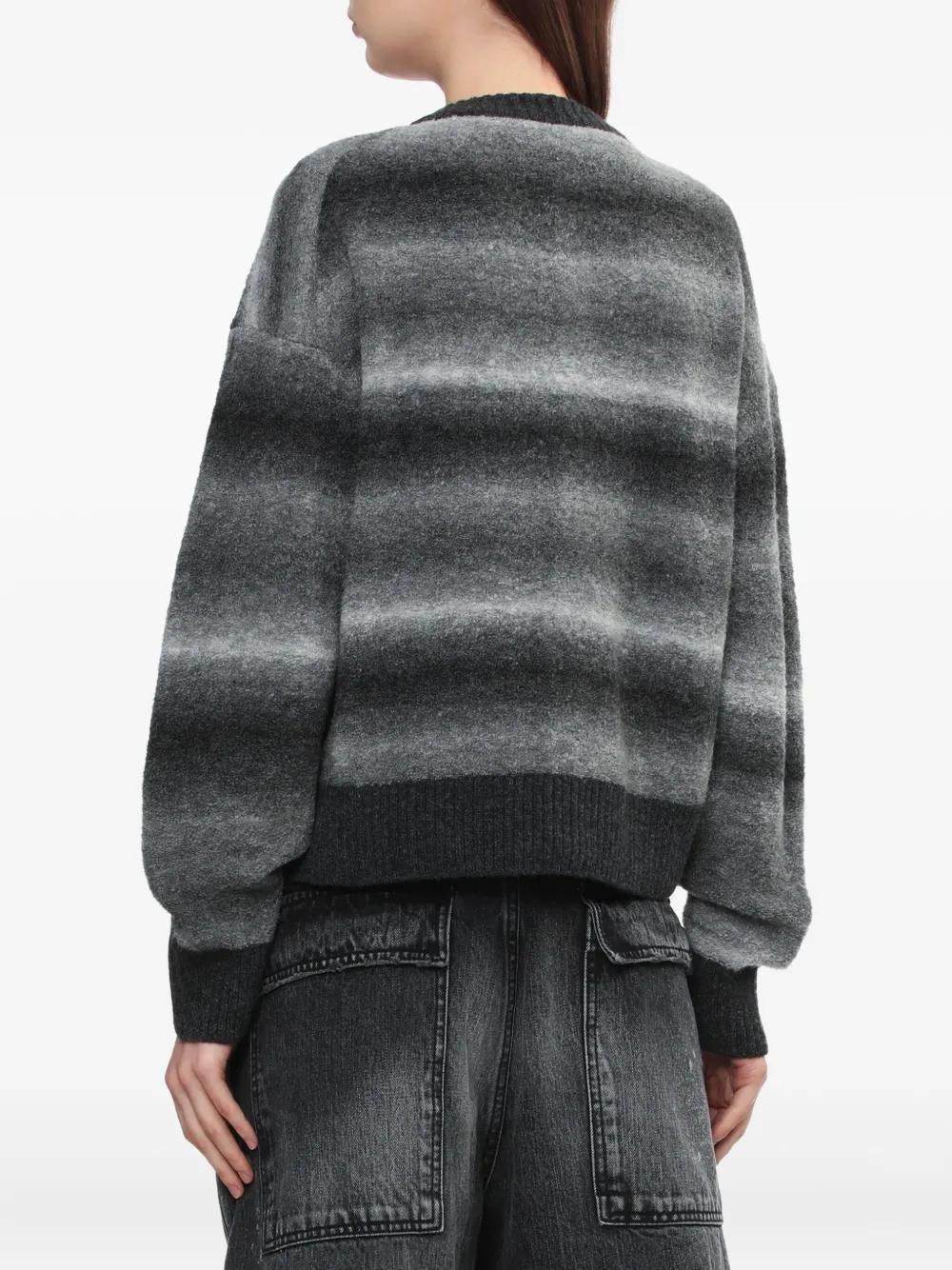 We11 Done Ombre-striped Cardigan In Black