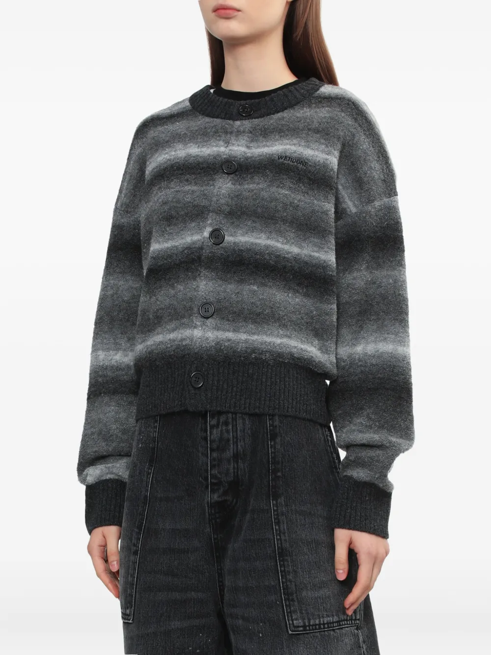 We11 Done Ombre-striped Cardigan In Black