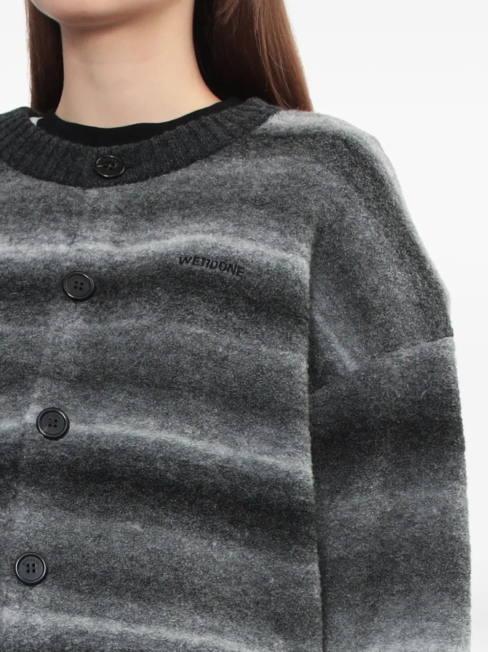 We11 Done Ombre-striped Cardigan In Black