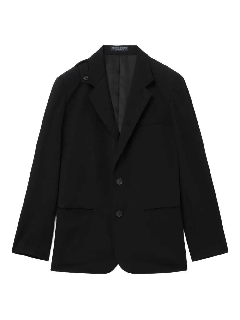Yohji Yamamoto notched shoulder-detail wool blazer - ブラック Yohji Yamamoto notched shoulder-detail wool blazer - ブラック