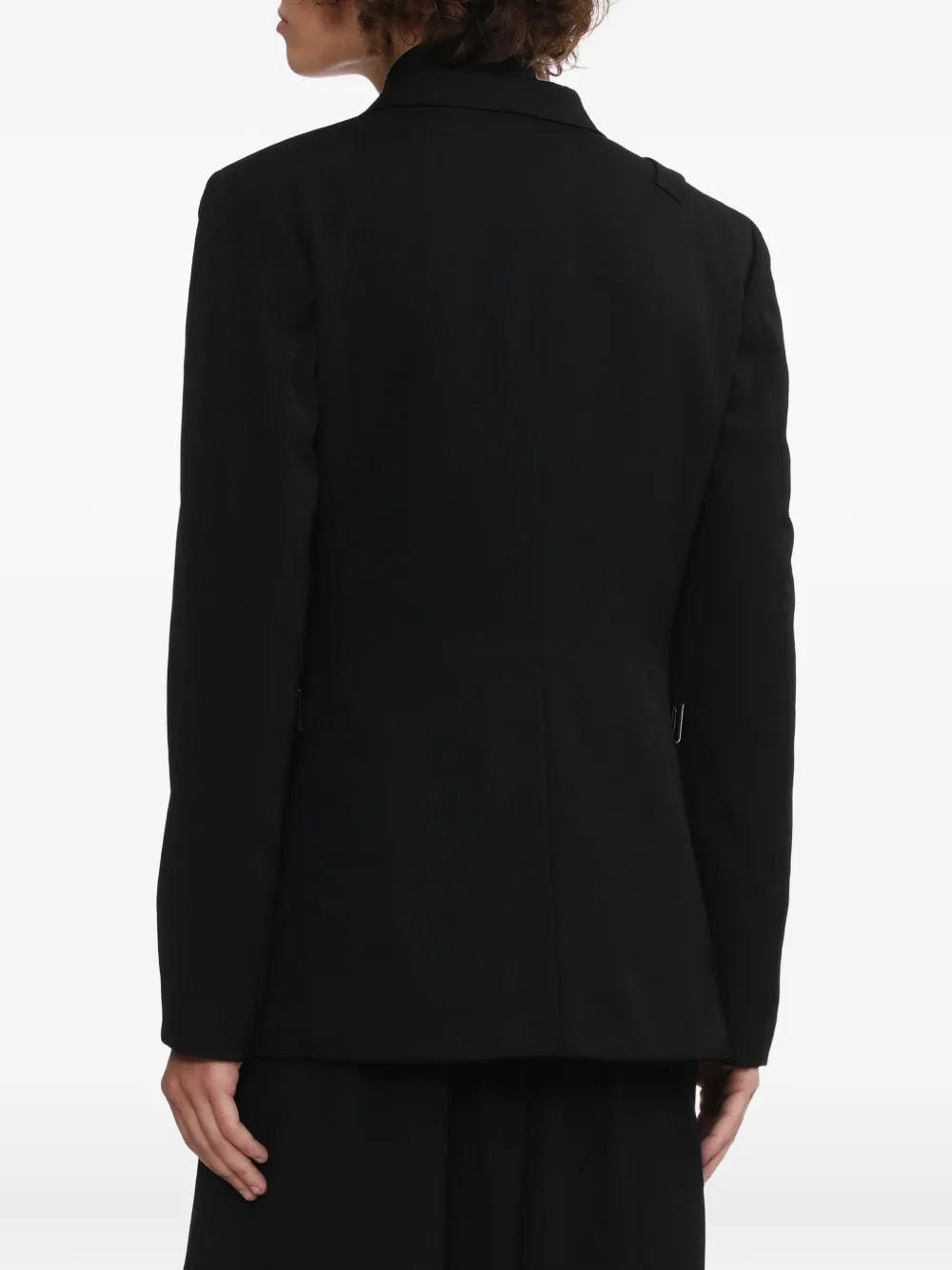 Yohji Yamamoto Notched Shoulder-detail Wool Blazer In Black
