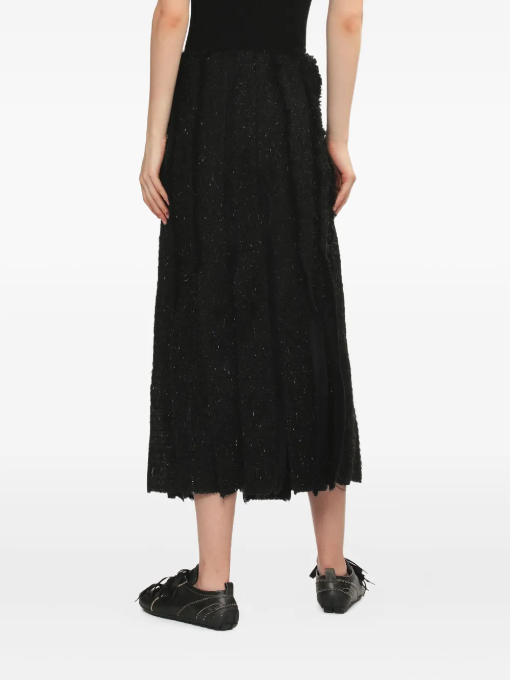 Simone Rocha Pleated Metallic-details Midi Skirt In Black