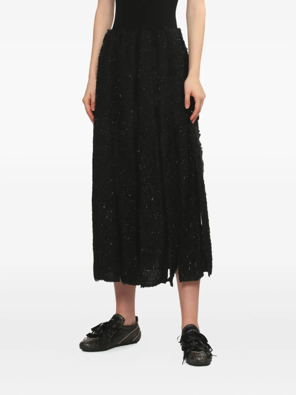Simone Rocha Pleated Metallic-details Midi Skirt In Black