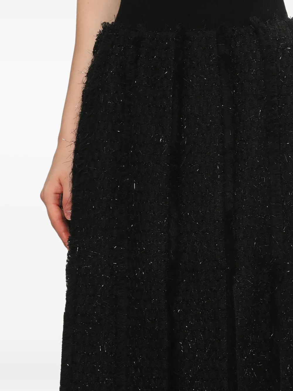 Simone Rocha Pleated Metallic-details Midi Skirt In Black