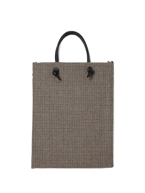 Toga houndstooth leather-trimmed tote bag