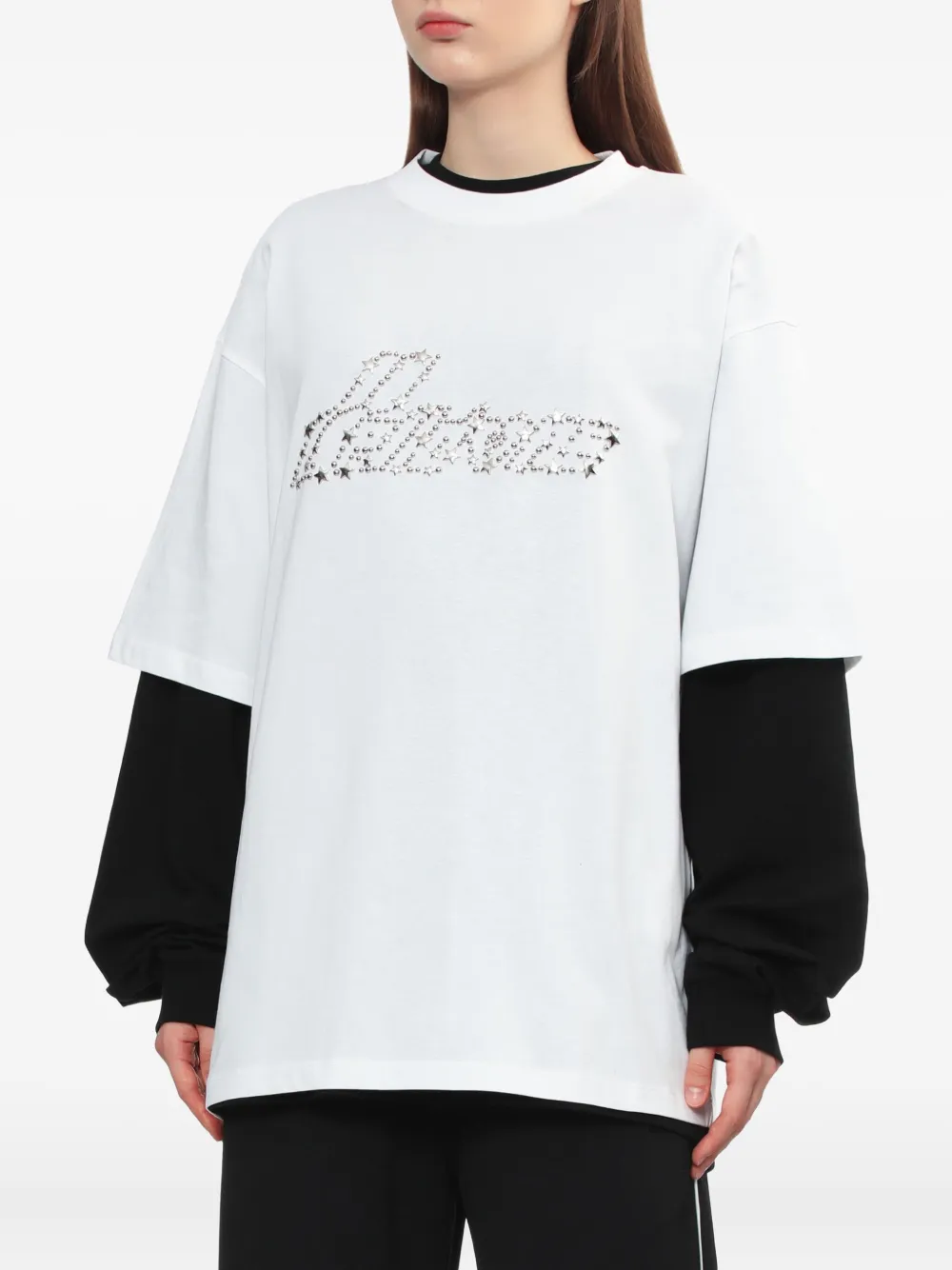 We11done T-shirt met studs Wit