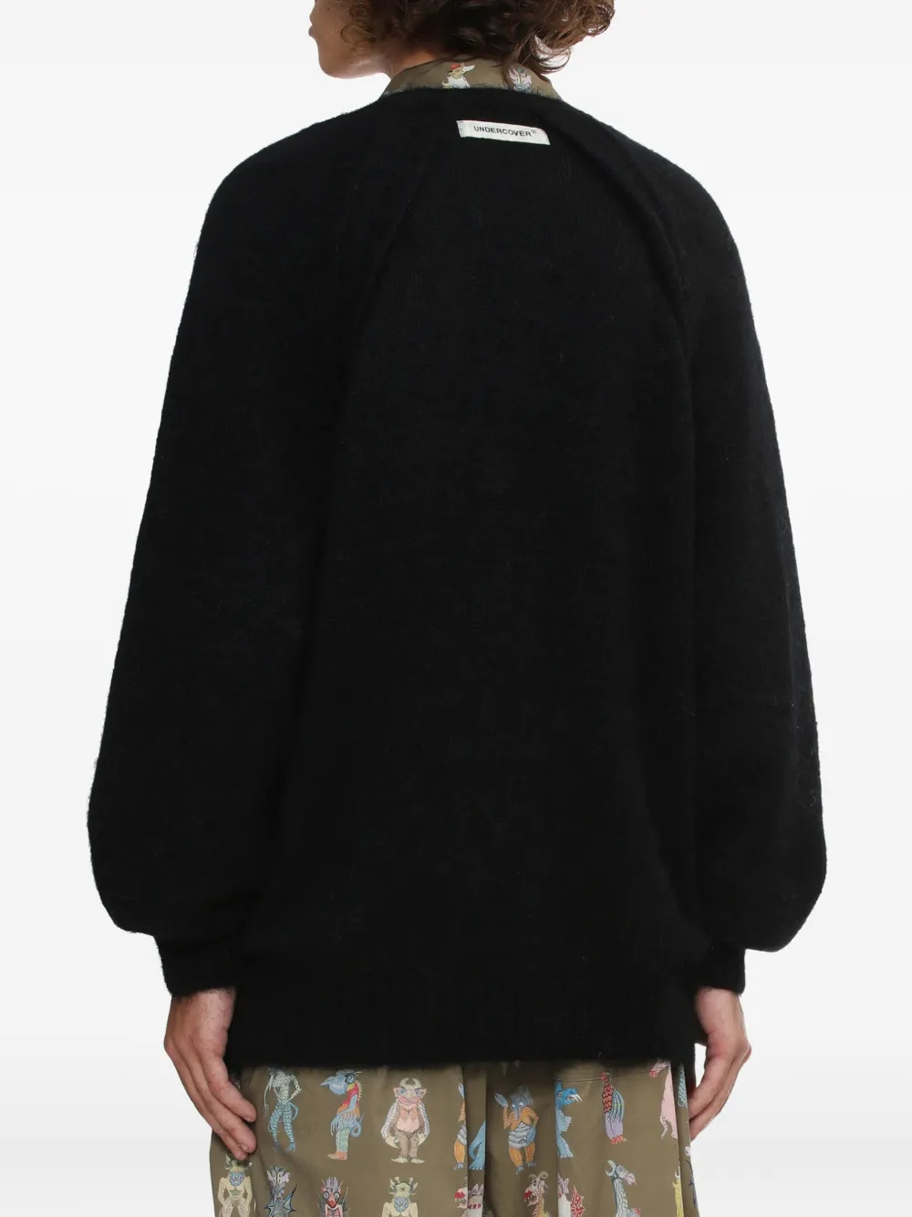 Undercover Buttoned Raglan-sleeve Cardigan In Black