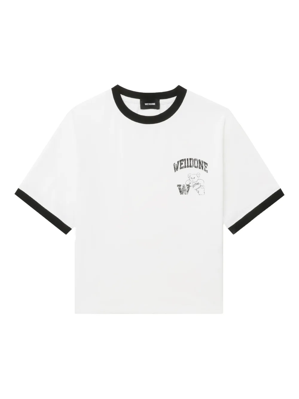 We11 Done Ringer-detail Graphic T-shirt In White