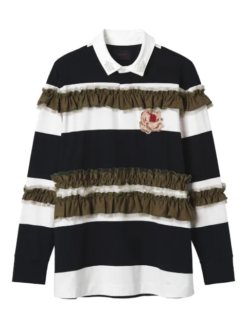 Simone Rocha ruffle-embellished striped polo shirt
