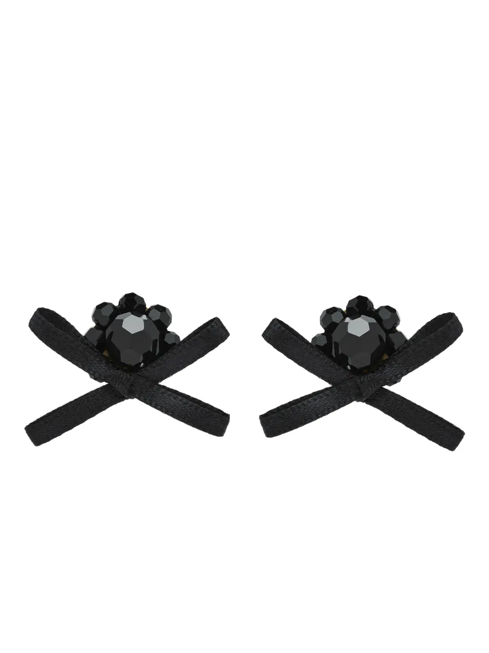 Simone Rocha Petite Bow Daisy Satin Earrings In Black