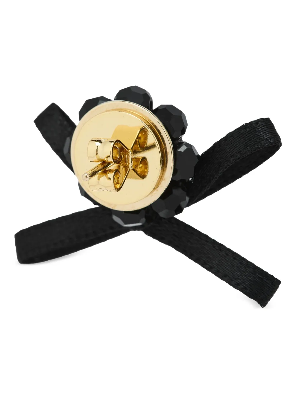 Simone Rocha Petite Bow Daisy Satin Earrings In Black